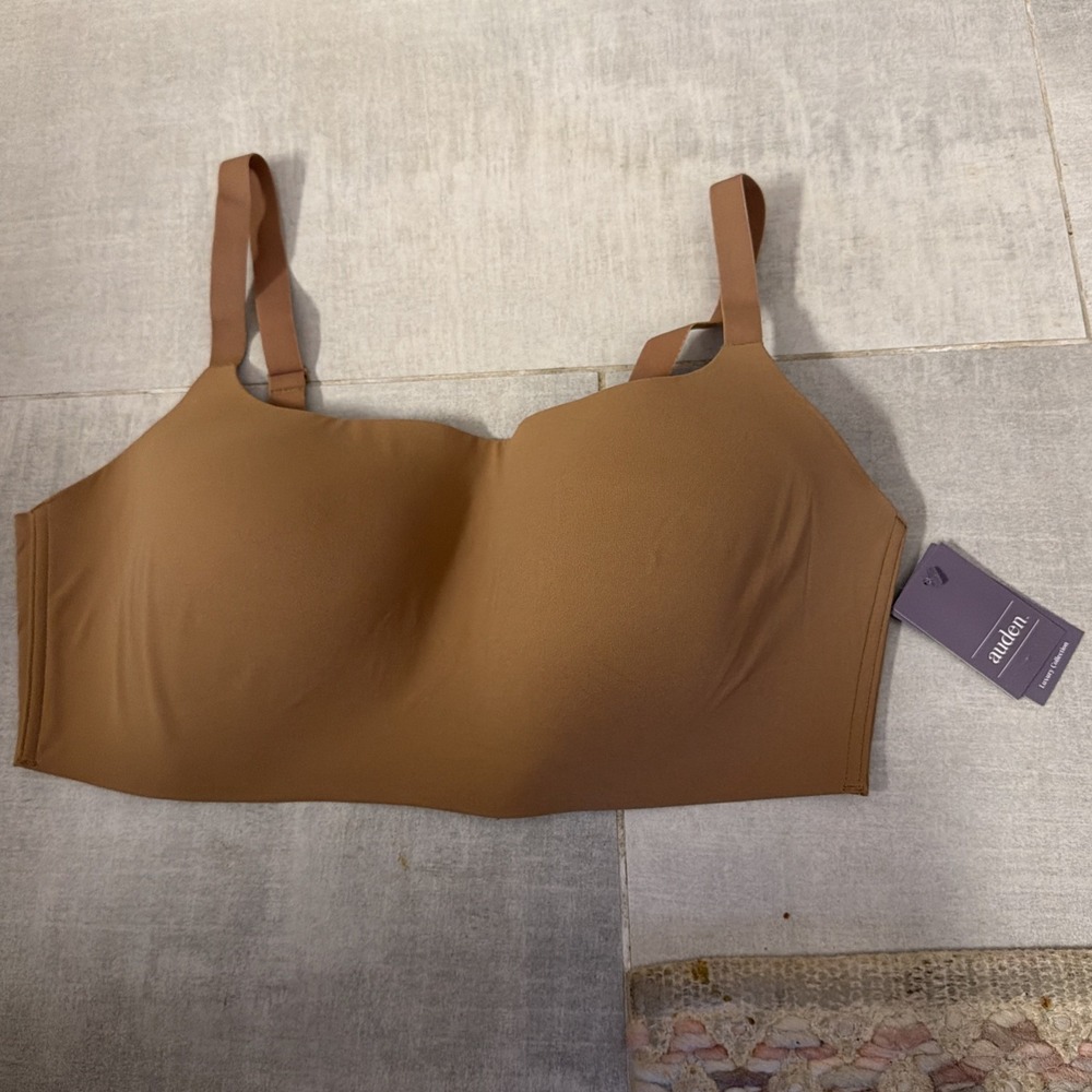 Auden LUXE STRETCH Lightly Lined Wireless Bra Bralette Caramel Beige Womens XXL